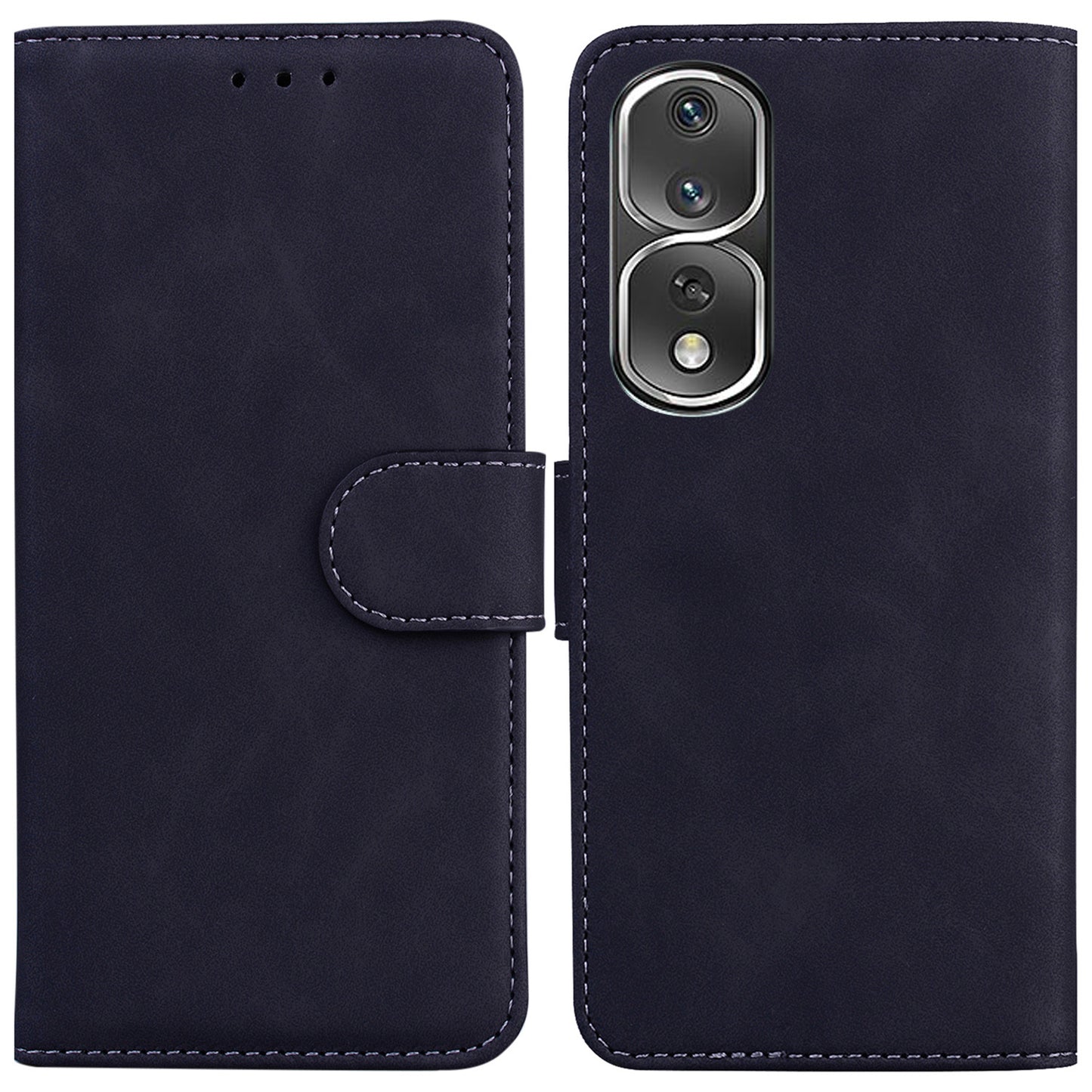 For Honor 80 Pro 5G Wallet Phone Case Solid Color PU Leather Stand Shockproof Cover