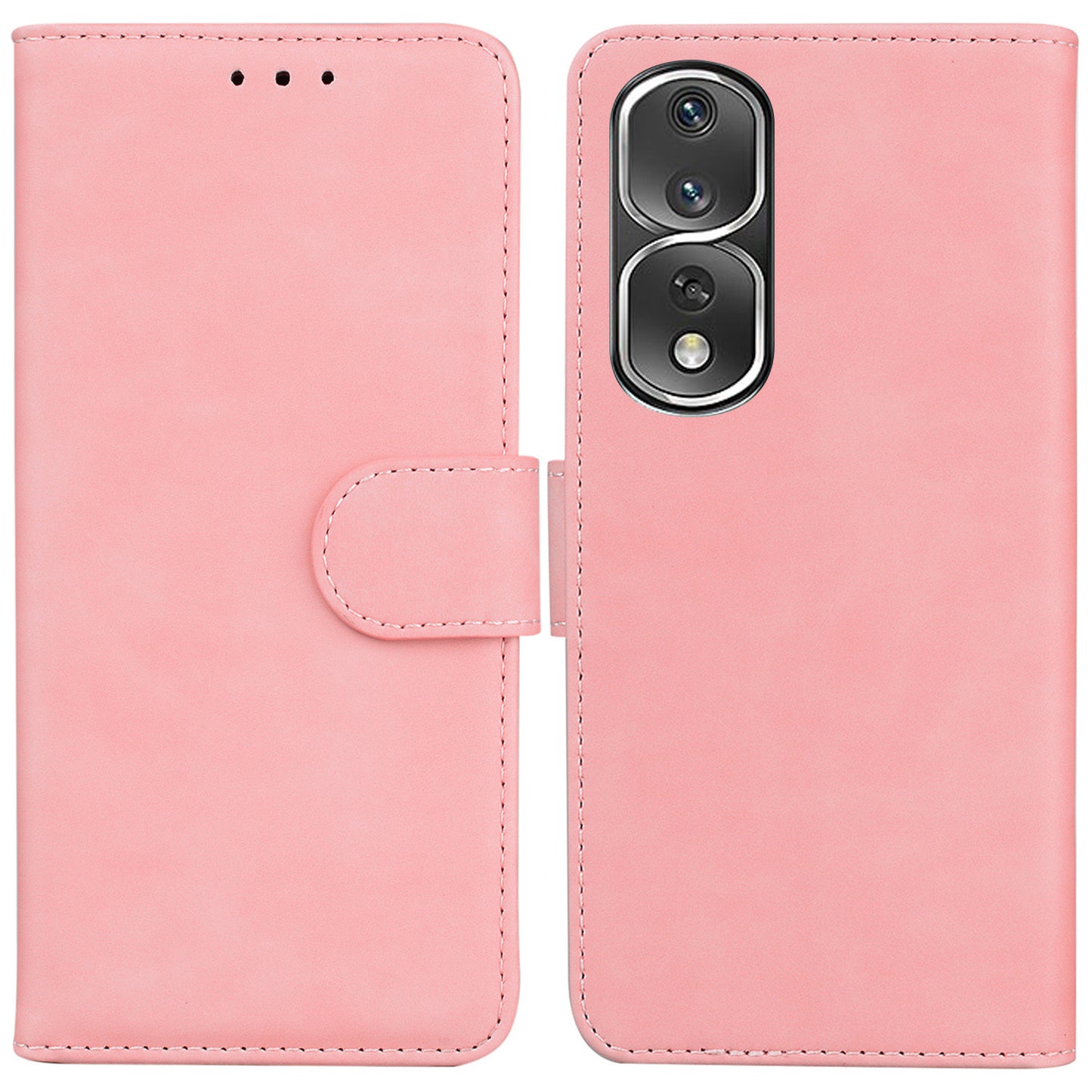 For Honor 80 Pro 5G Wallet Phone Case Solid Color PU Leather Stand Shockproof Cover