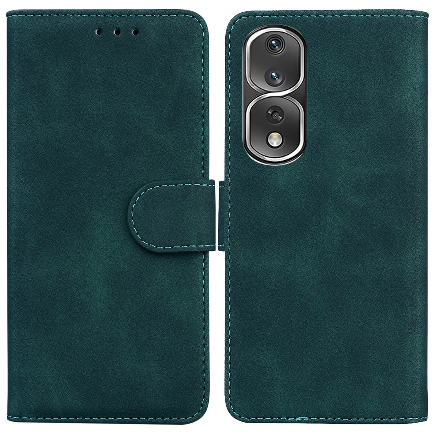 For Honor 80 Pro 5G Wallet Phone Case Solid Color PU Leather Stand Shockproof Cover