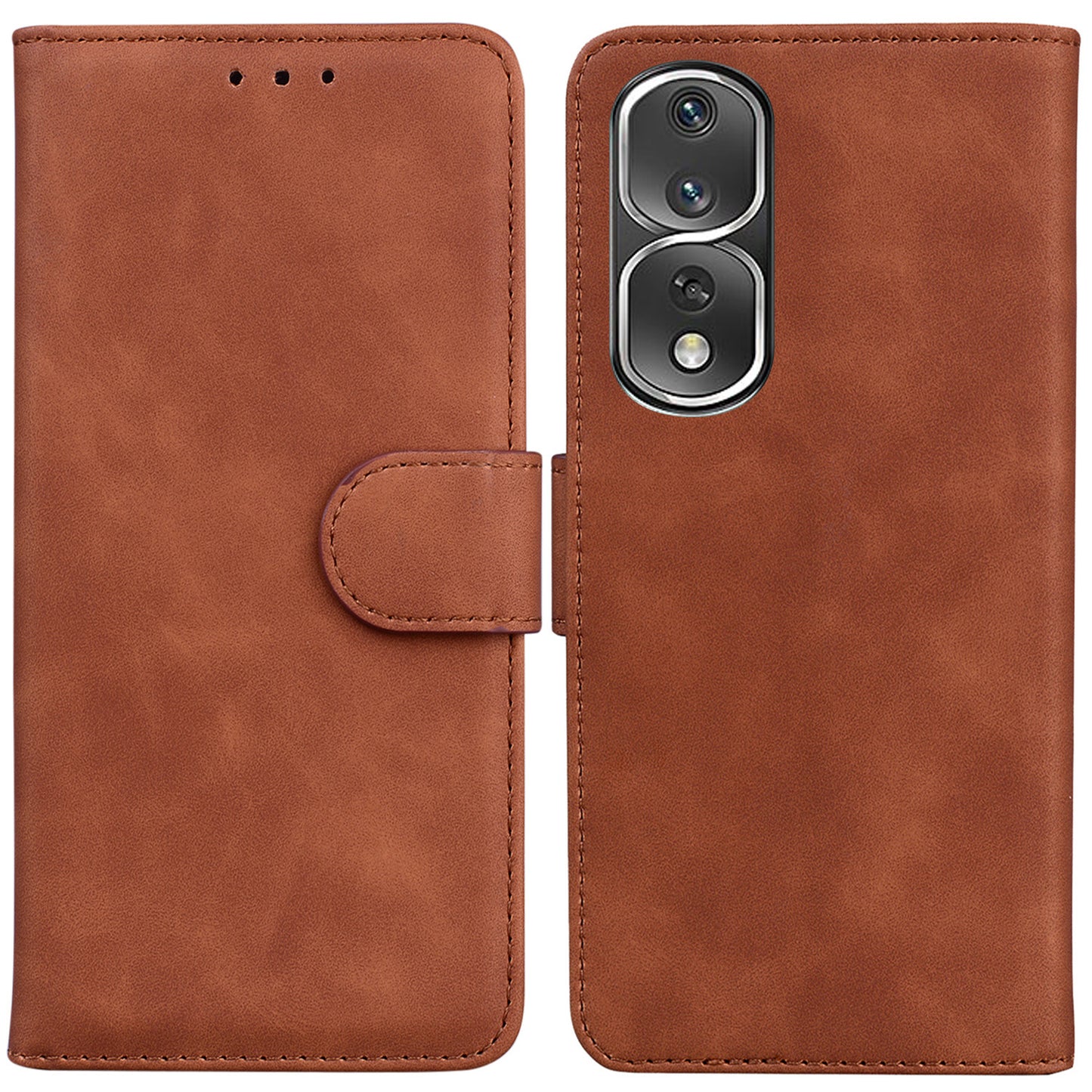 For Honor 80 Pro 5G Wallet Phone Case Solid Color PU Leather Stand Shockproof Cover