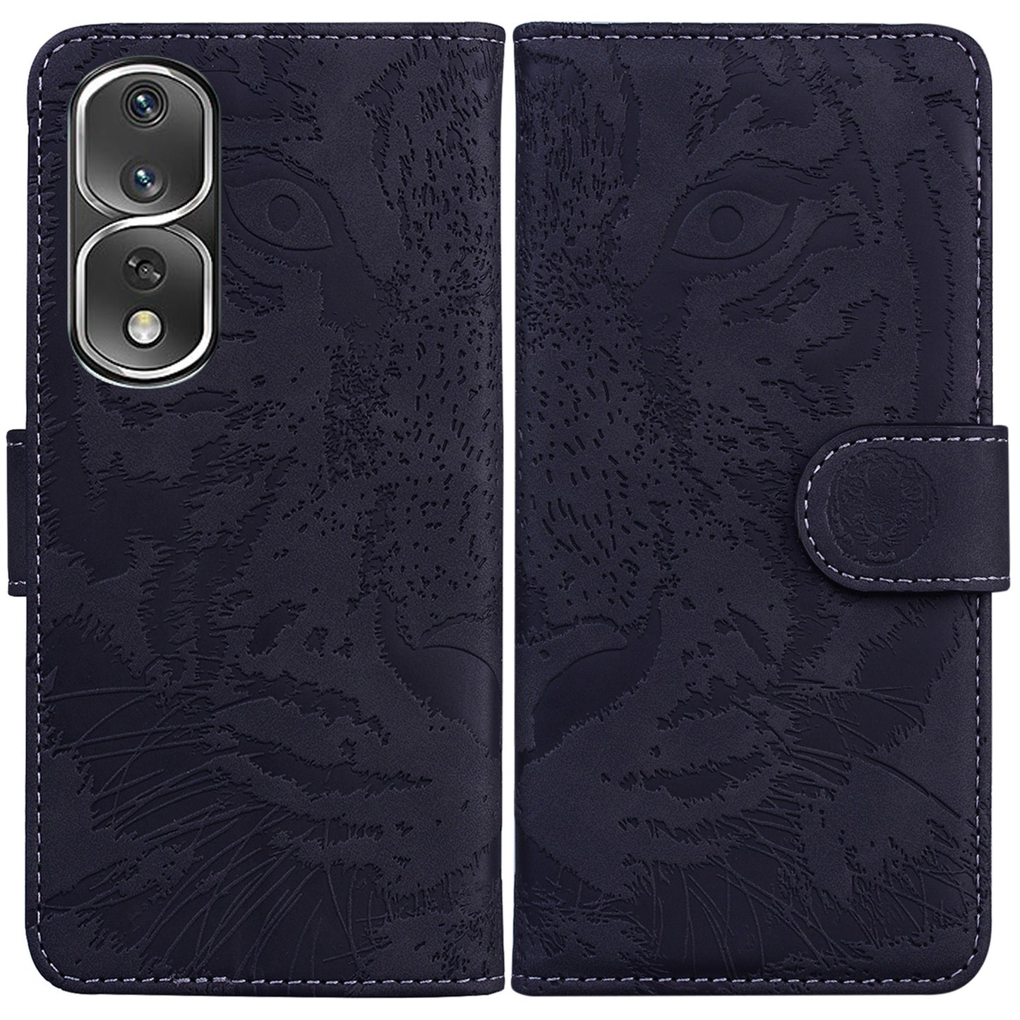 For Honor 80 Pro 5G PU Leather Tiger Pattern Imprinted Phone Case Wallet Stand Magnetic Flip Cover