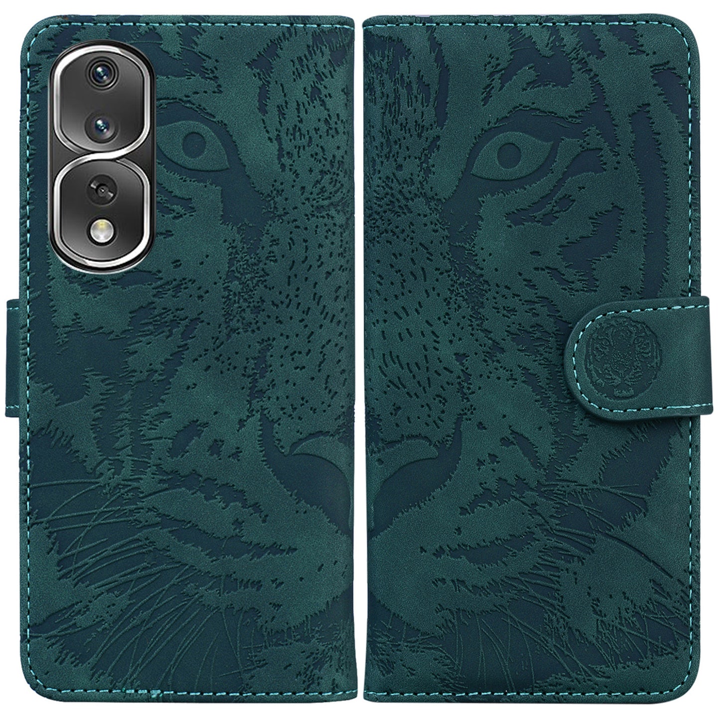 For Honor 80 Pro 5G PU Leather Tiger Pattern Imprinted Phone Case Wallet Stand Magnetic Flip Cover