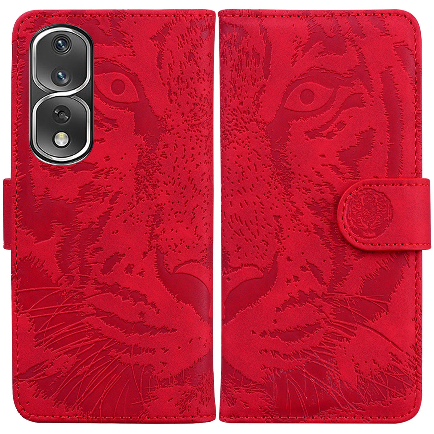 For Honor 80 Pro 5G PU Leather Tiger Pattern Imprinted Phone Case Wallet Stand Magnetic Flip Cover