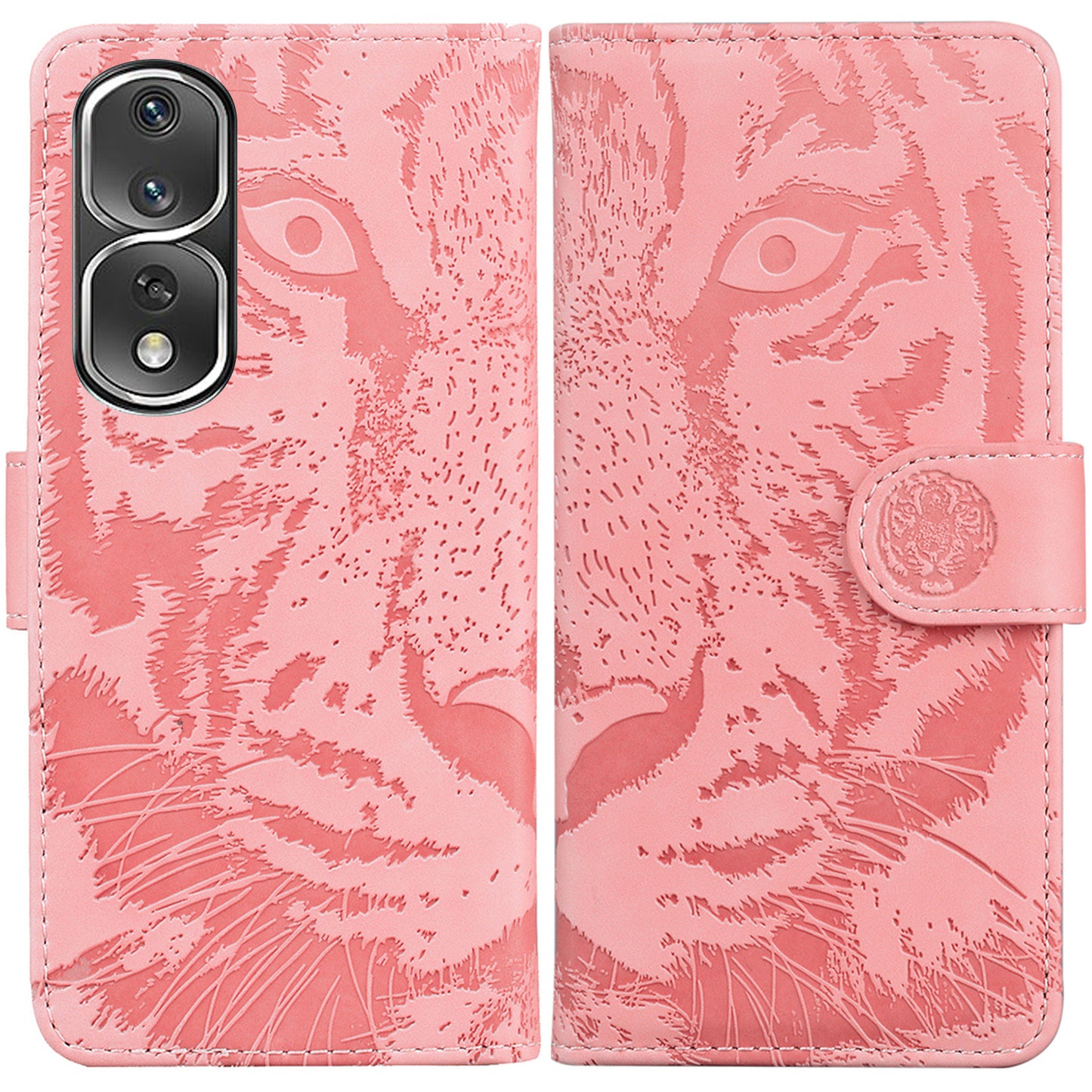 For Honor 80 Pro 5G PU Leather Tiger Pattern Imprinted Phone Case Wallet Stand Magnetic Flip Cover