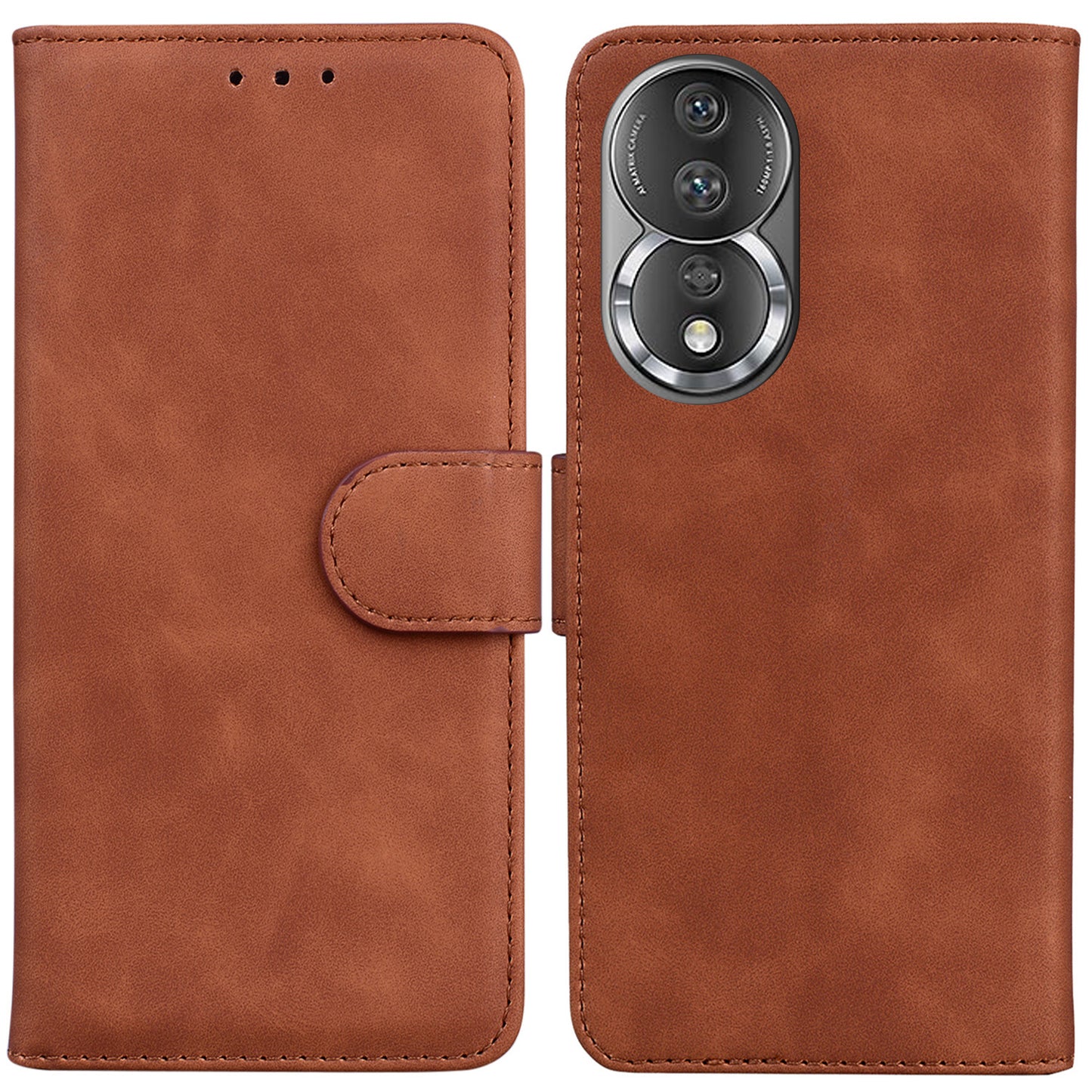 For Honor 80 5G PU Leather Wallet Phone Case Solid Color Stand Magnetic Flip Cover