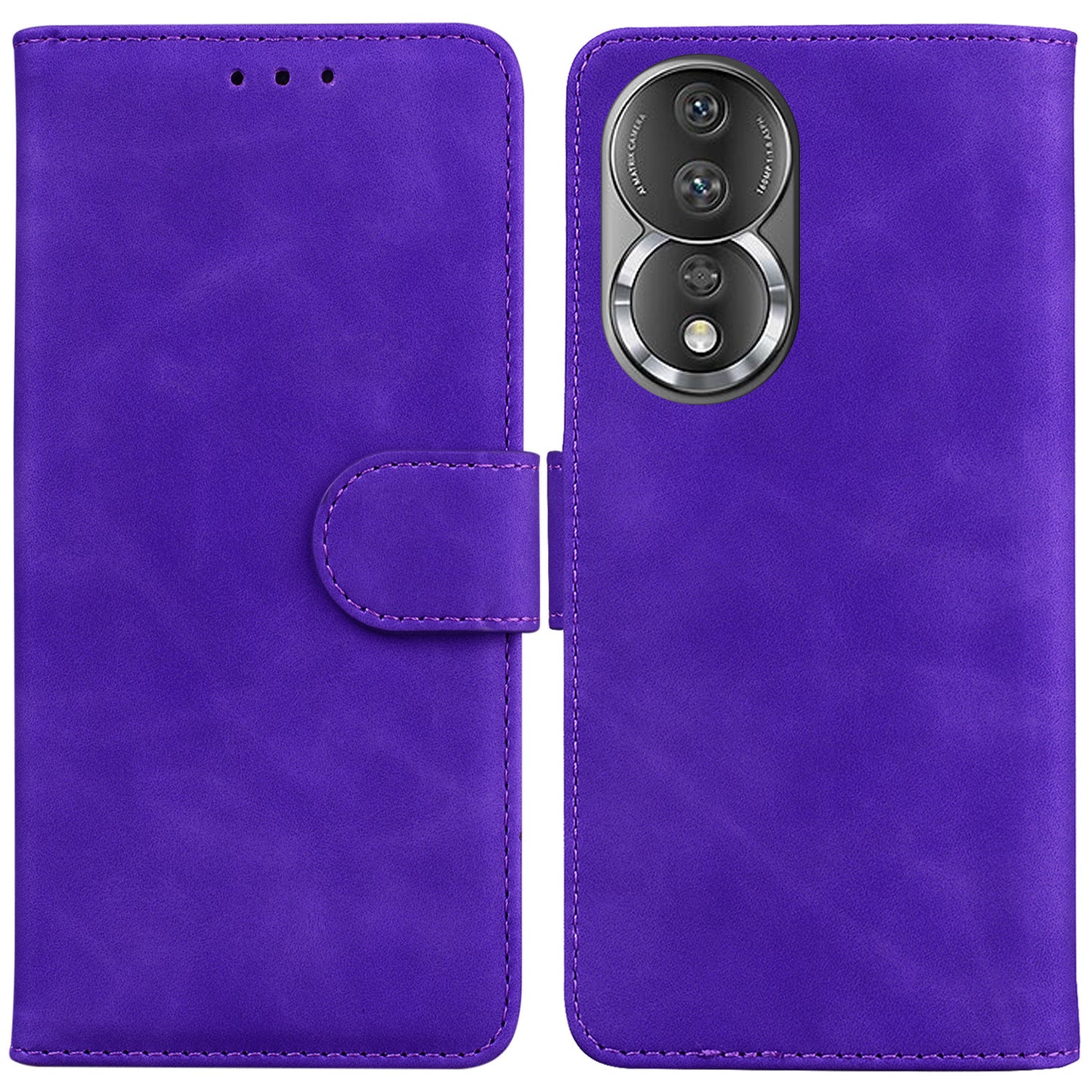 For Honor 80 5G PU Leather Wallet Phone Case Solid Color Stand Magnetic Flip Cover