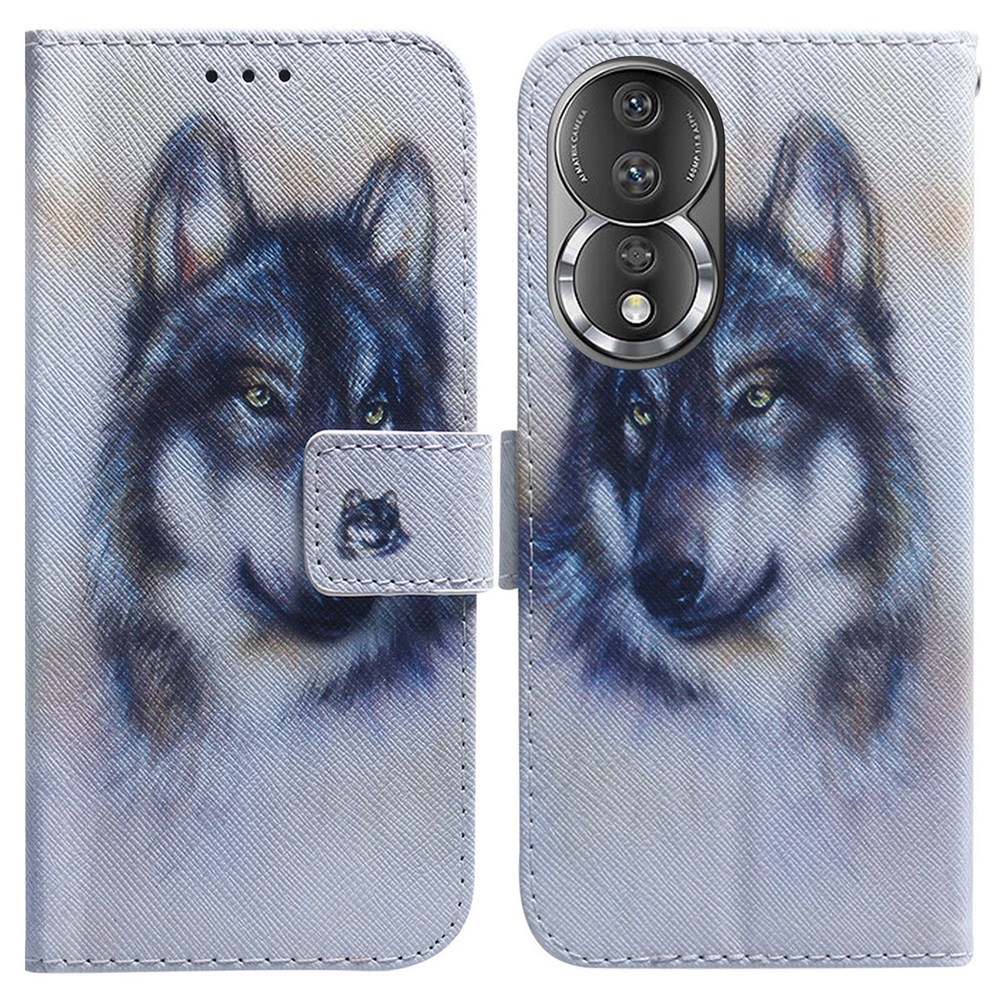 For Honor 80 5G PU Leather Stand Phone Case Pattern Printing Anti-drop Wallet Cover with Strap