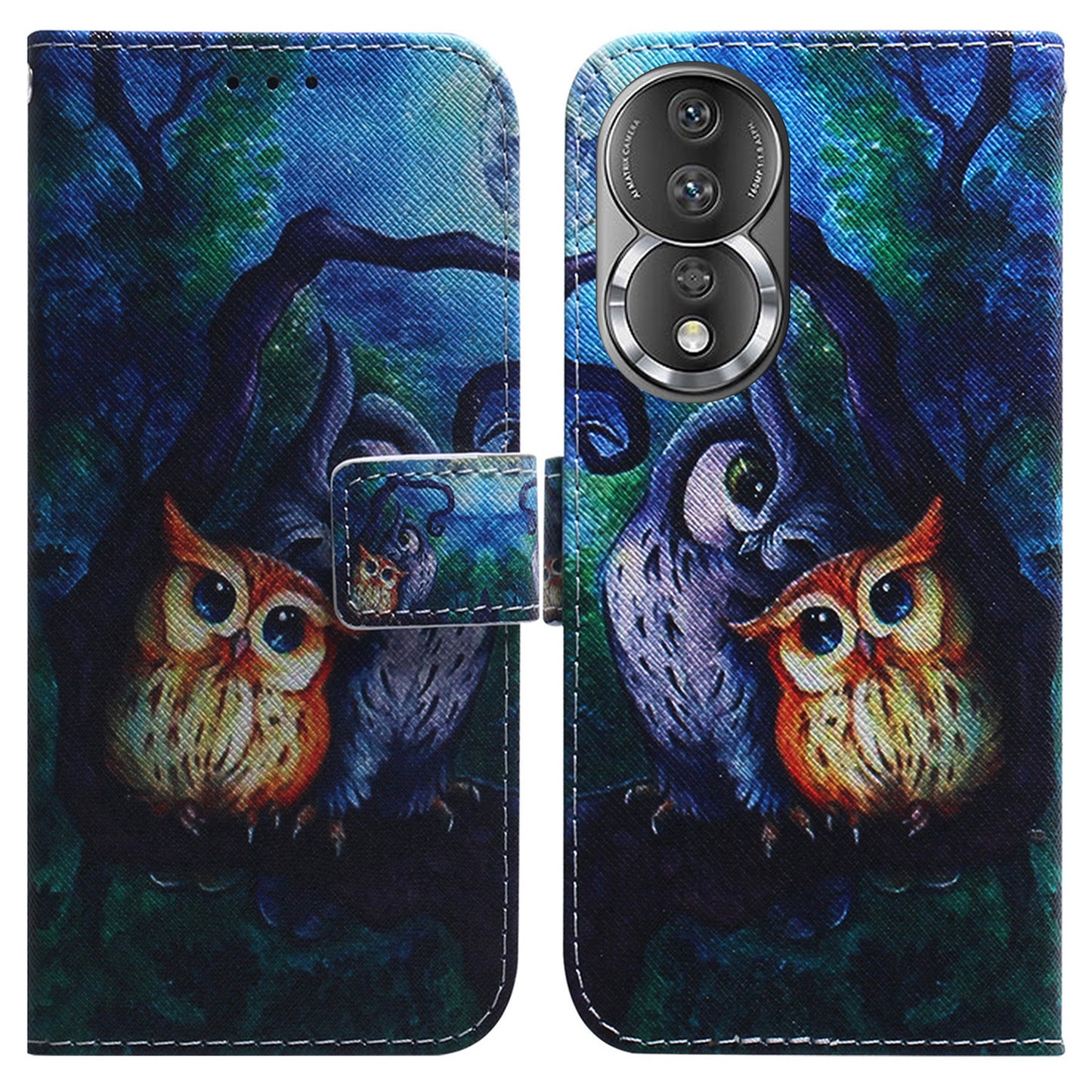 For Honor 80 5G PU Leather Stand Phone Case Pattern Printing Anti-drop Wallet Cover with Strap
