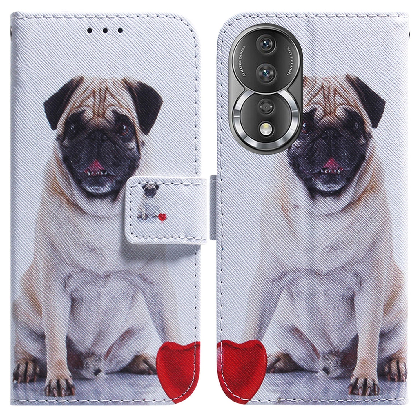 For Honor 80 5G PU Leather Stand Phone Case Pattern Printing Anti-drop Wallet Cover with Strap