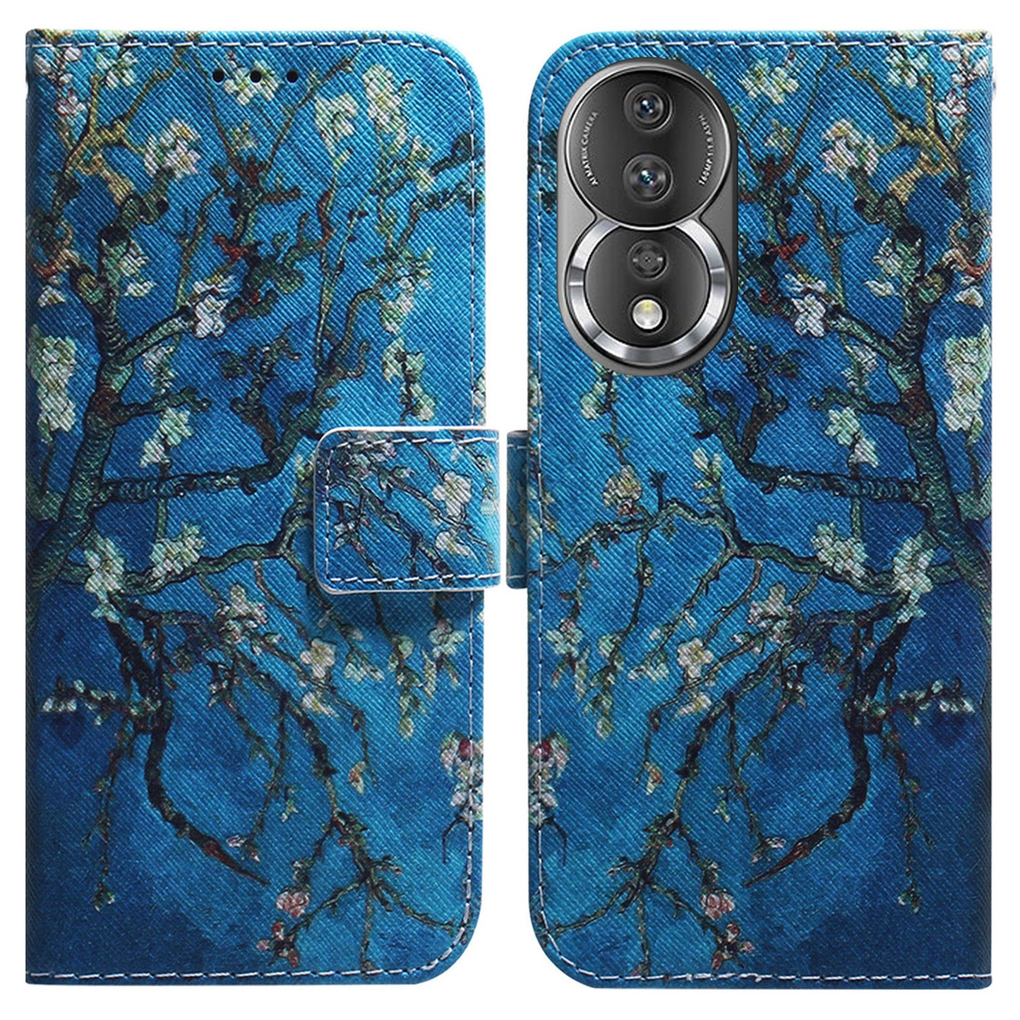 For Honor 80 5G PU Leather Stand Phone Case Pattern Printing Anti-drop Wallet Cover with Strap
