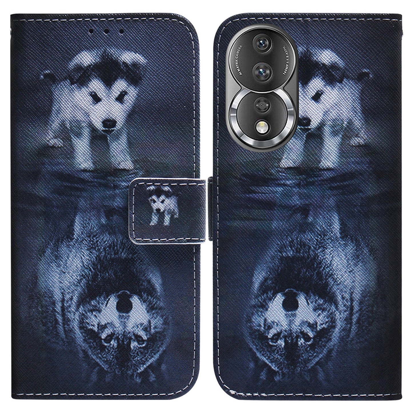 For Honor 80 5G PU Leather Stand Phone Case Pattern Printing Anti-drop Wallet Cover with Strap