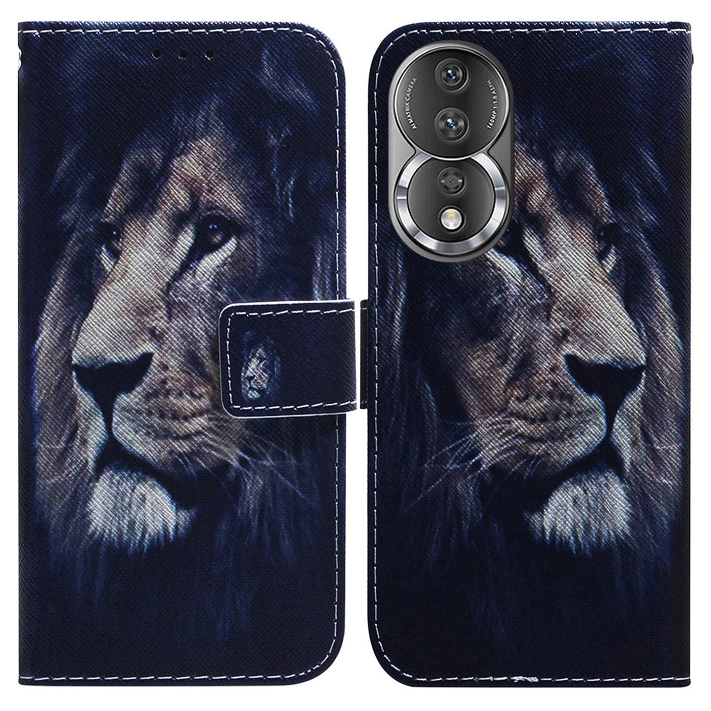 For Honor 80 5G PU Leather Stand Phone Case Pattern Printing Anti-drop Wallet Cover with Strap