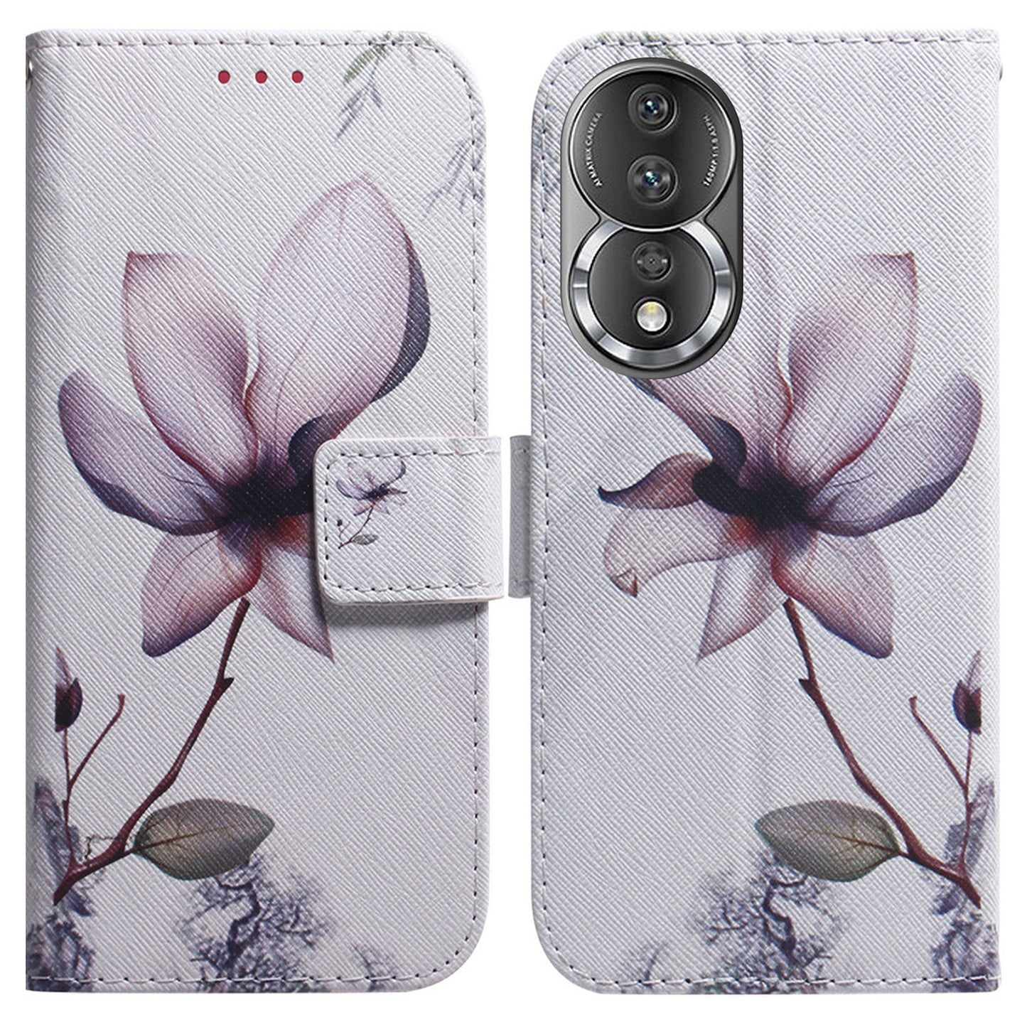 For Honor 80 5G PU Leather Stand Phone Case Pattern Printing Anti-drop Wallet Cover with Strap