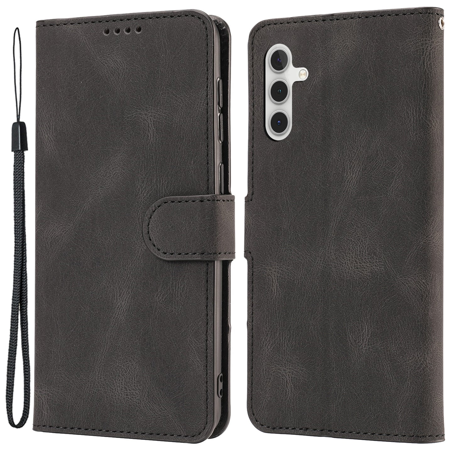 For Samsung Galaxy A34 5G Dustproof Leather Phone Case Magnetic Stand Wallet Phone Cover with Strap