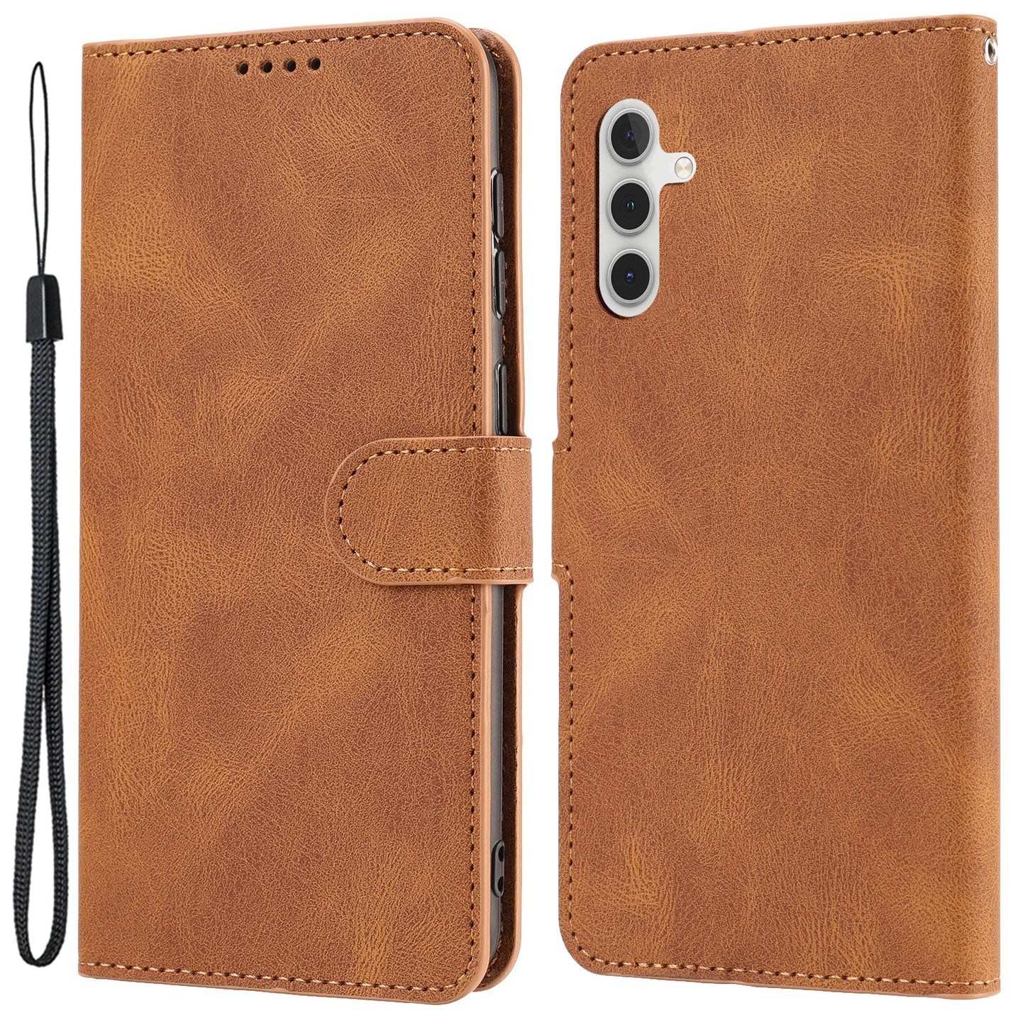 For Samsung Galaxy A34 5G Dustproof Leather Phone Case Magnetic Stand Wallet Phone Cover with Strap