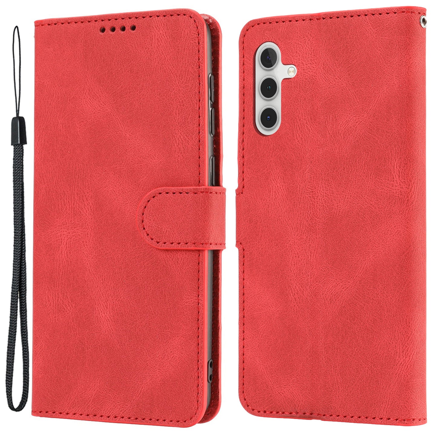 For Samsung Galaxy A34 5G Dustproof Leather Phone Case Magnetic Stand Wallet Phone Cover with Strap