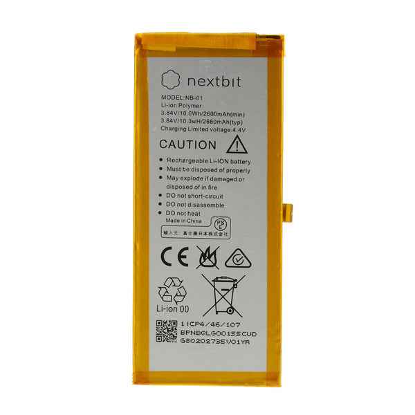 OEM NB-01 3.84V 2600mAh 10.0Wh Battery Replacement for Nextbit Robin