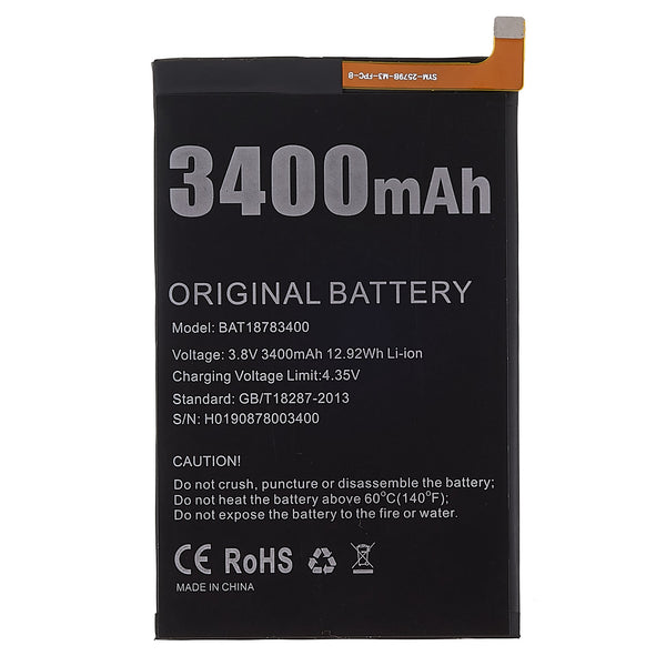 For Doogee Y8 3.80V 3400mAh Rechargeable Li-ion Battery Assembly (Encode: BAT18783400) (without Logo)