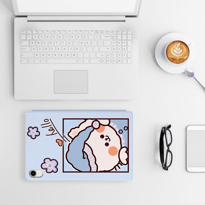 For iPad mini (2021) Cartoon Pattern Printed Anti-Drop PU Leather Cover Shockproof Stand Tablet Case with Auto Wake/Sleep