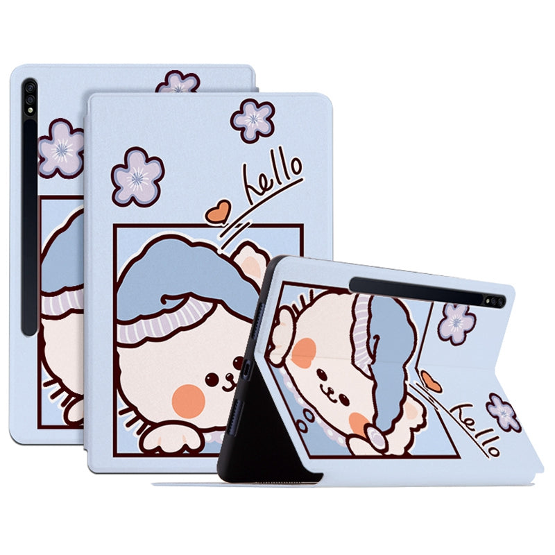 For Samsung Galaxy Tab S8+/Tab S7 Plus/Tab S7 FE, Shockproof Case Cartoon Pattern Printed PU Leather Cover Auto Wake/Sleep Tablet Case with Stand