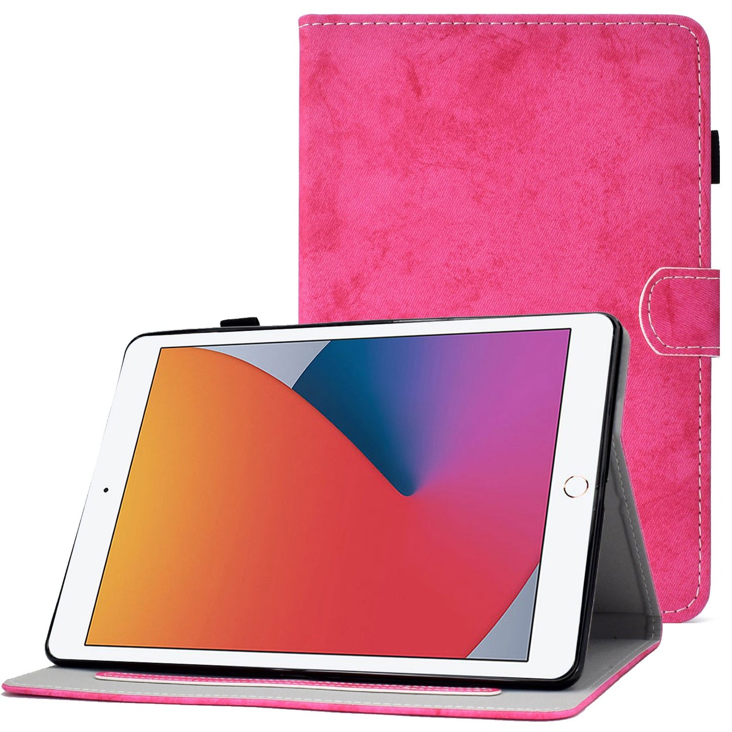 For iPad 10.2 (2019) (2020) / iPad Air 10.5 inch (2019) Cloth Texture PU Leather Tablet Cover Card Slots Folio Stand Protection Case with Pen Storage Loop