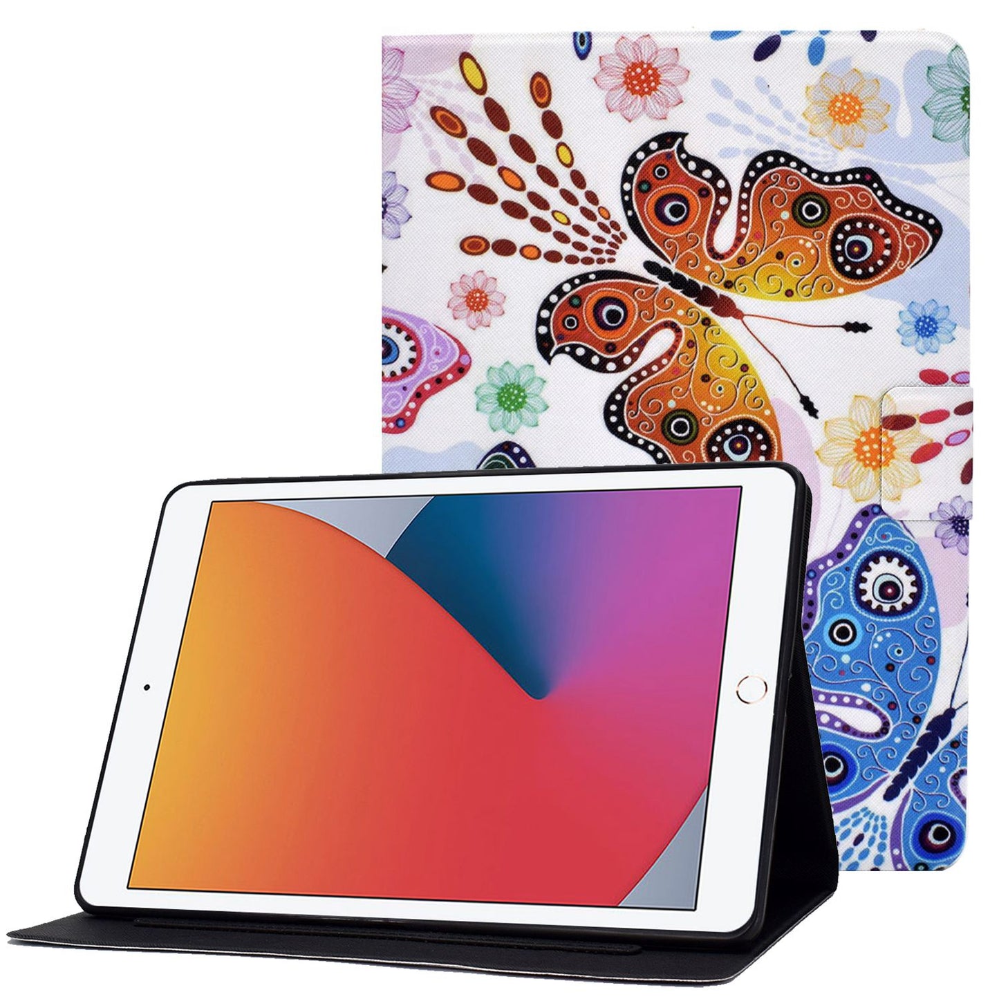 For iPad 10.2 (2020) / (2019) / iPad Air 10.5 inch (2019) Card Slots Stand Leather Case Stylish Pattern Printing Shockproof Magnetic Anti-fall Tablet Cover