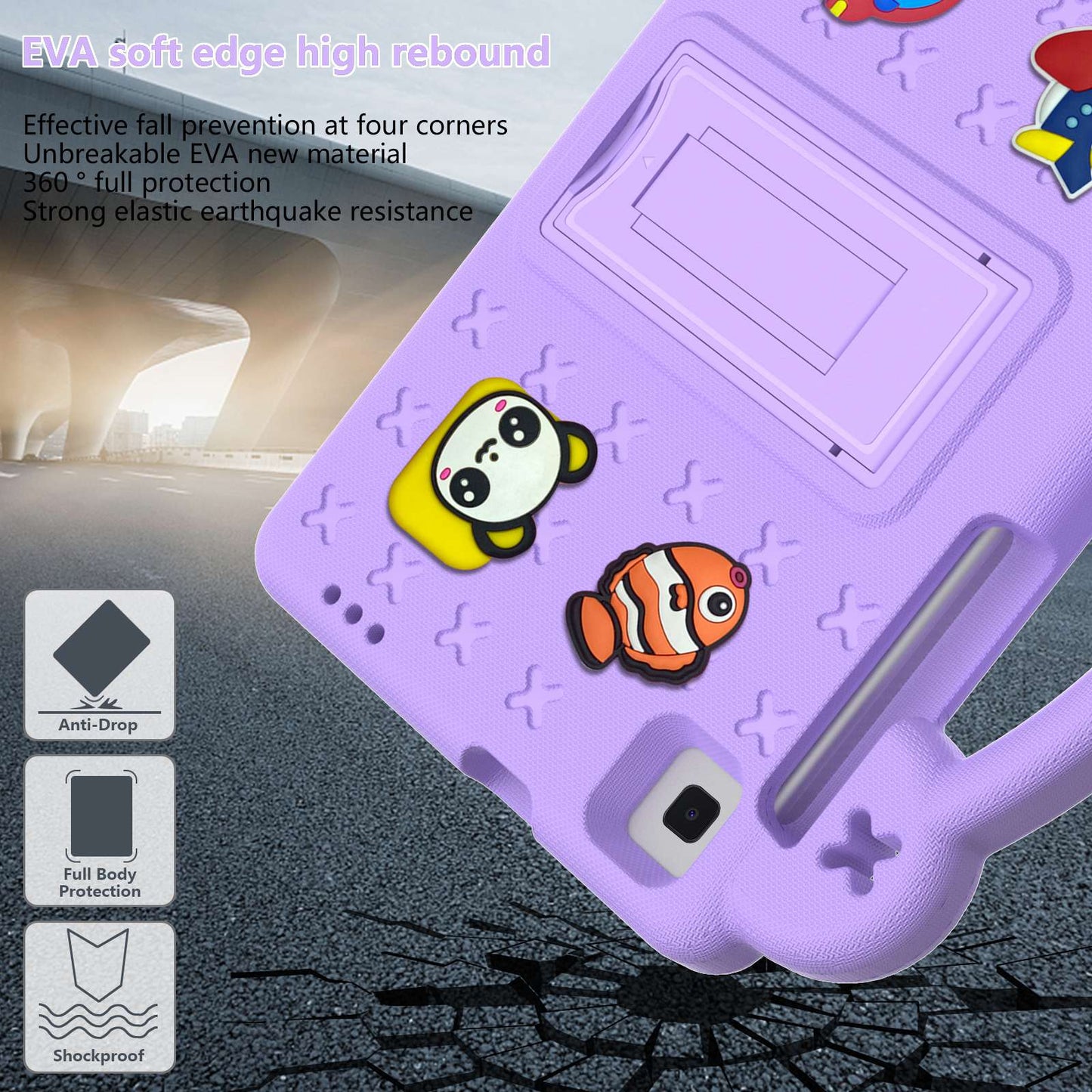 For Samsung Galaxy Tab A7 Lite 8.7-inch / Tab A 8.0 (2019) SM-T290 (Wi-Fi) / SM-T295 (LTE) Anti-fall Protective Case Shockproof EVA Tablet Cover Portable Case with Kickstand