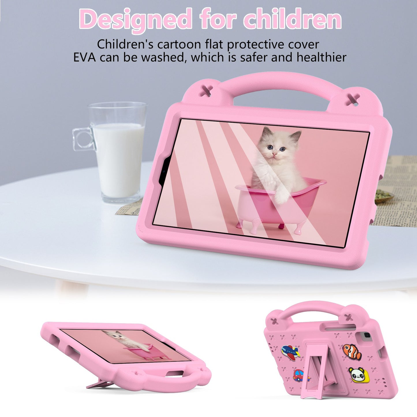 For Samsung Galaxy Tab A7 Lite 8.7-inch / Tab A 8.0 (2019) SM-T290 (Wi-Fi) / SM-T295 (LTE) Anti-fall Protective Case Shockproof EVA Tablet Cover Portable Case with Kickstand