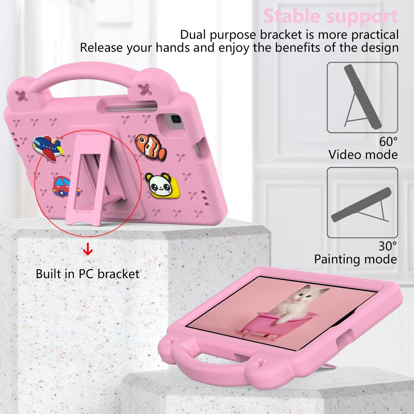 For Samsung Galaxy Tab A7 Lite 8.7-inch / Tab A 8.0 (2019) SM-T290 (Wi-Fi) / SM-T295 (LTE) Anti-fall Protective Case Shockproof EVA Tablet Cover Portable Case with Kickstand