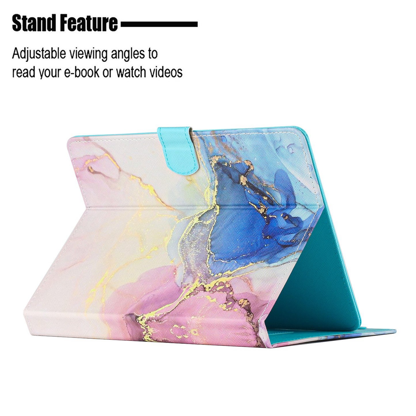 10-inch Tablet Universal PU Leather Case Stitching Marble Pattern Anti-scratch Protective Cover with Stand Card Holder