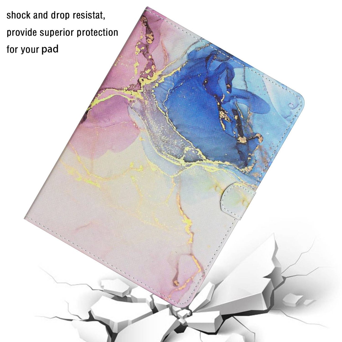 10-inch Tablet Universal PU Leather Case Stitching Marble Pattern Anti-scratch Protective Cover with Stand Card Holder