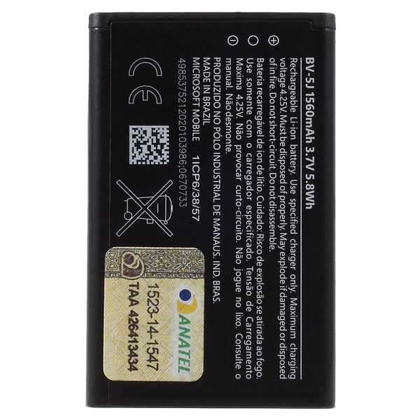 For Microsoft Lumia 435 / 532 3.7V 1560mAh Rechargeable Li-ion Polymer Battery Replacement Part (BV-5J) (without Logo)