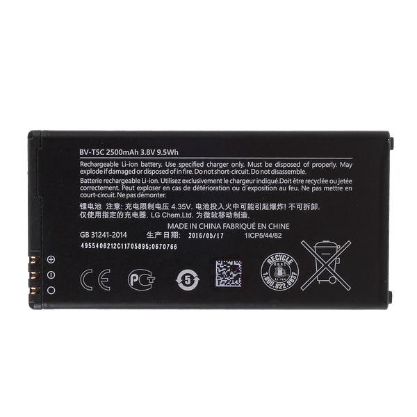 For Microsoft Lumia 640 Dual SIM 3.85V 2500mAh Rechargeable Li-ion Polymer Battery Replacement Part (Encode: BV-T5C) (without Logo)
