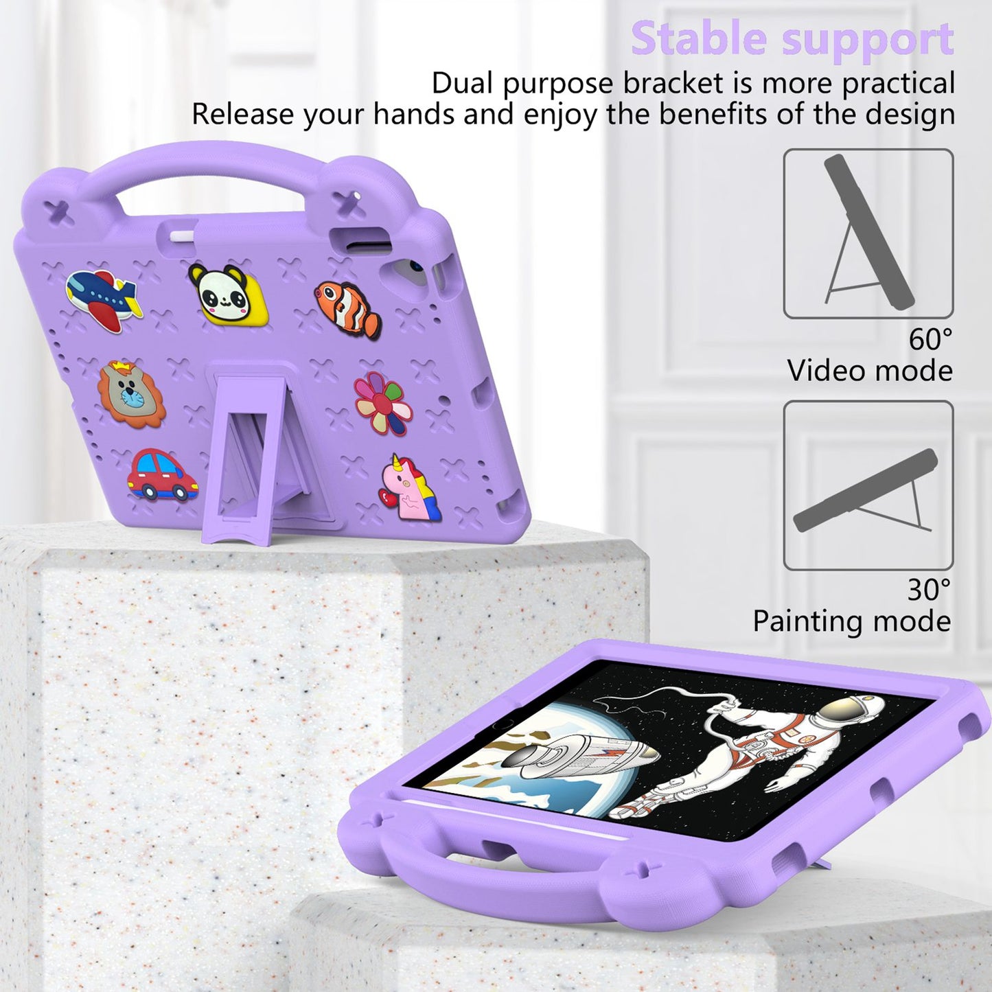 For iPad 10.2 (2021) / (2019) / (2020) Portable EVA Case Shockproof Tablet Cover Anti-Scratch Case with Kickstand
