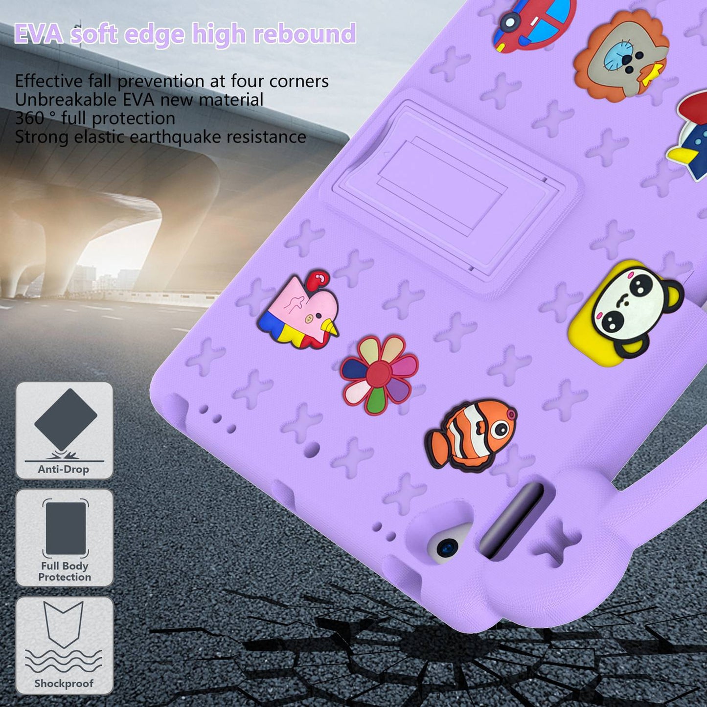 For iPad 10.2 (2021) / (2019) / (2020) Portable EVA Case Shockproof Tablet Cover Anti-Scratch Case with Kickstand