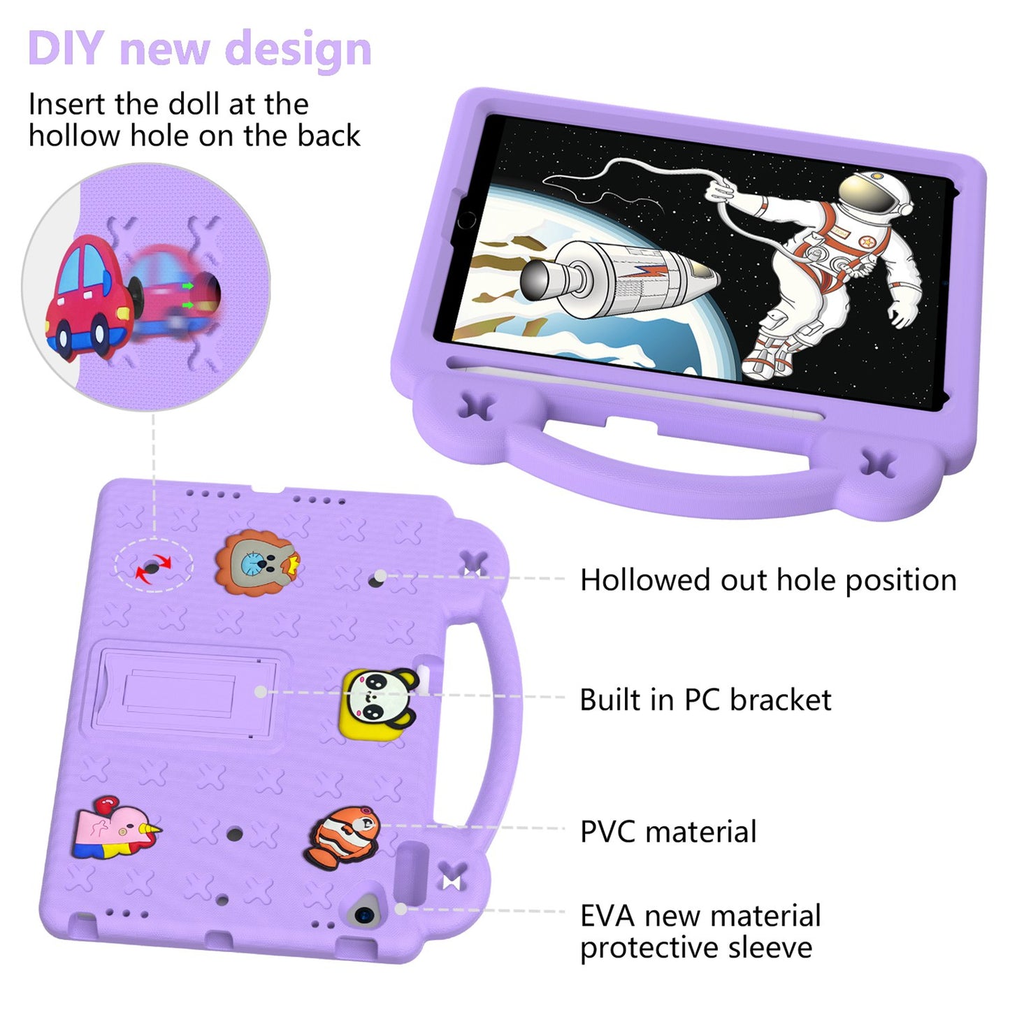 For iPad 10.2 (2021) / (2019) / (2020) Portable EVA Case Shockproof Tablet Cover Anti-Scratch Case with Kickstand