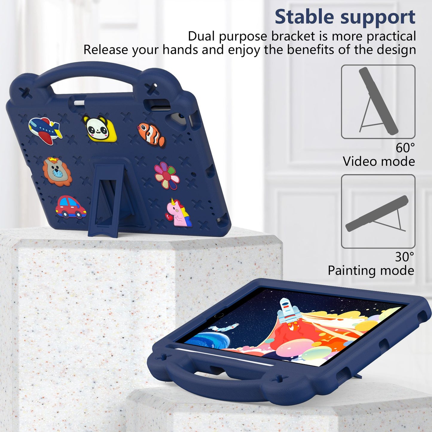 For iPad 10.2 (2021) / (2019) / (2020) Portable EVA Case Shockproof Tablet Cover Anti-Scratch Case with Kickstand