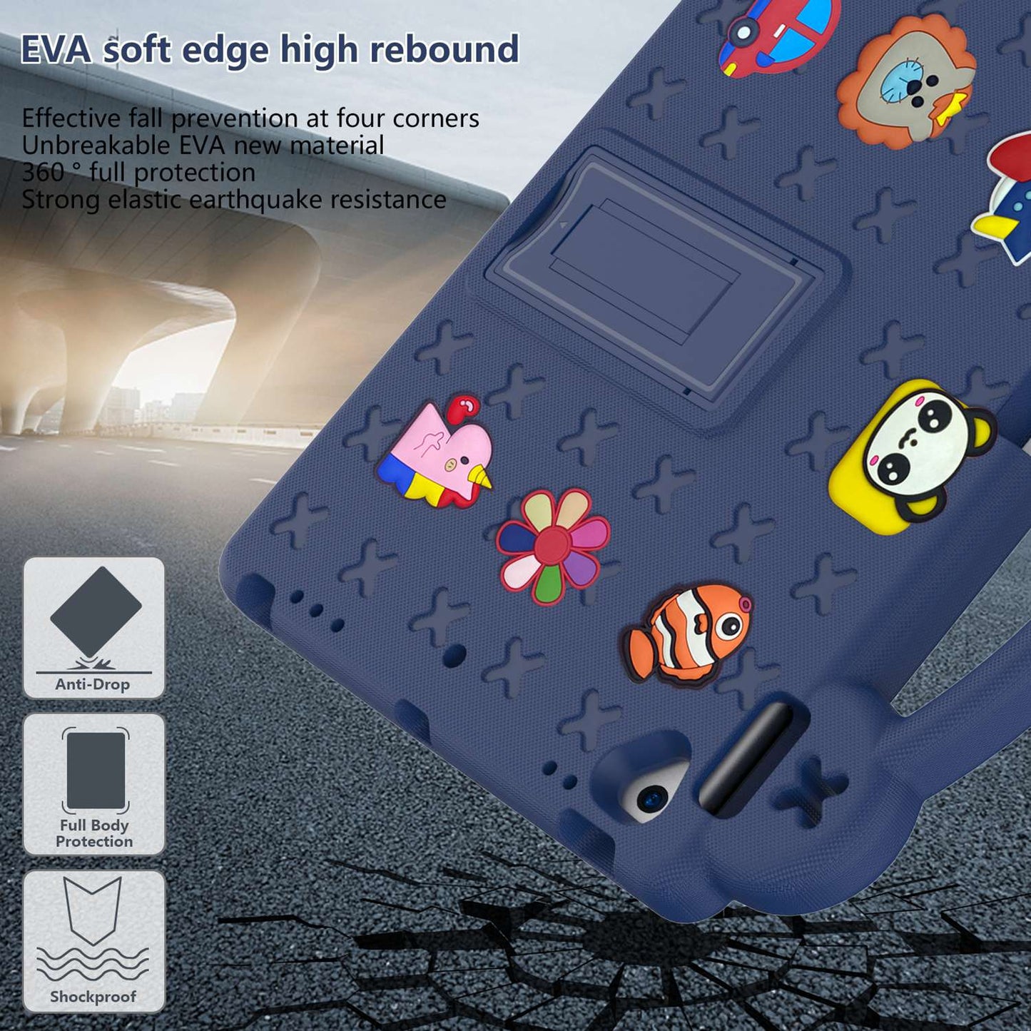 For iPad 10.2 (2021) / (2019) / (2020) Portable EVA Case Shockproof Tablet Cover Anti-Scratch Case with Kickstand