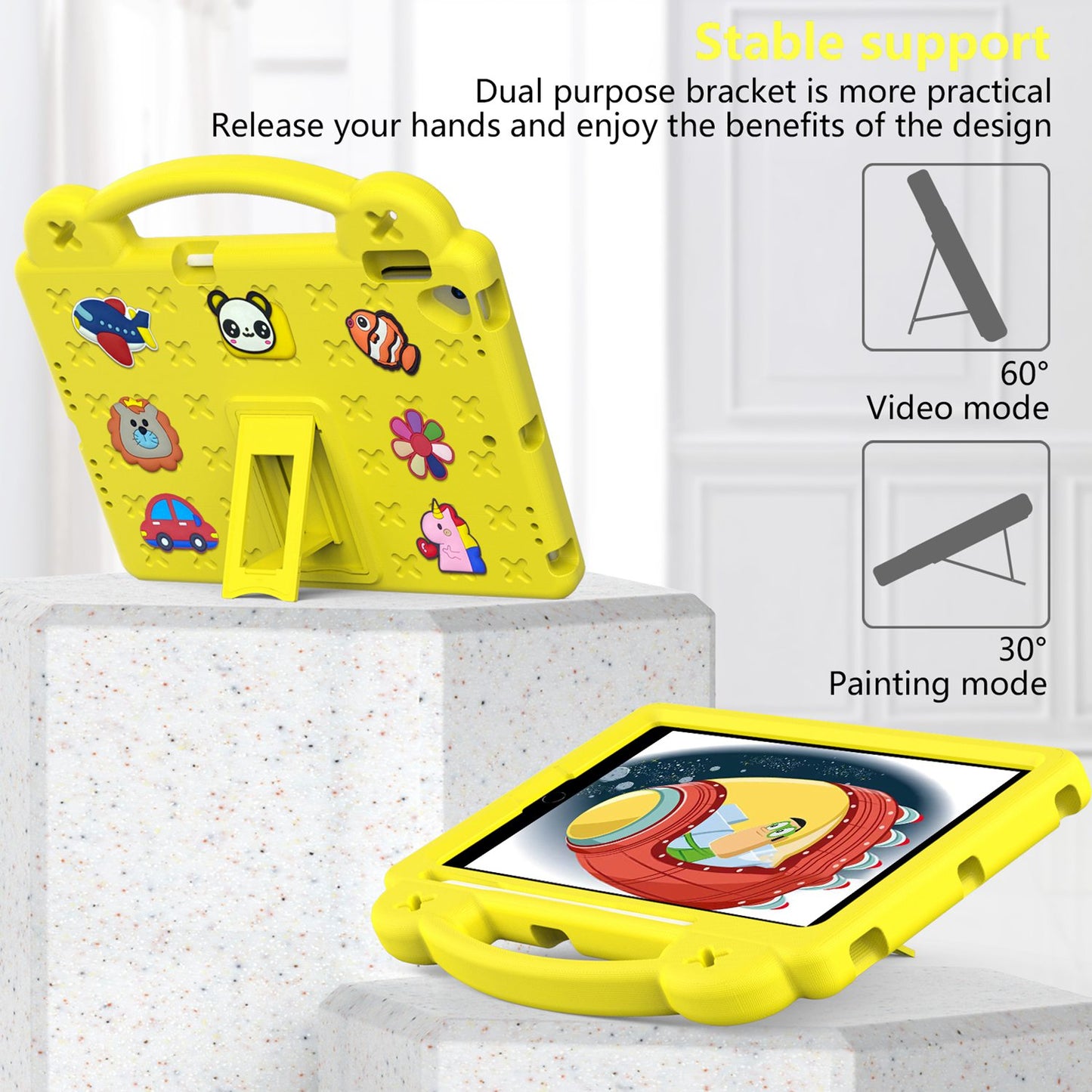 For iPad 10.2 (2021) / (2019) / (2020) Portable EVA Case Shockproof Tablet Cover Anti-Scratch Case with Kickstand