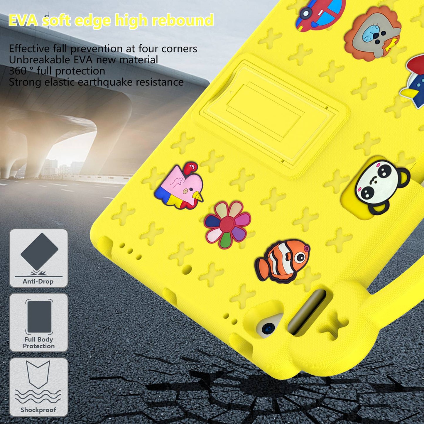 For iPad 10.2 (2021) / (2019) / (2020) Portable EVA Case Shockproof Tablet Cover Anti-Scratch Case with Kickstand