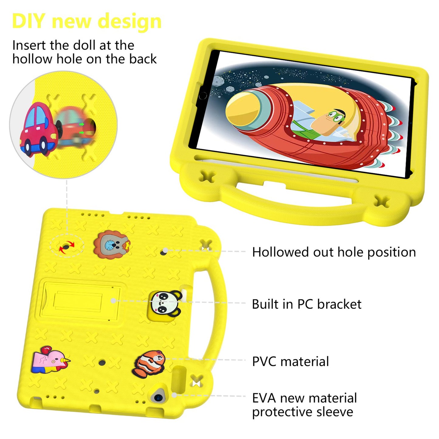 For iPad 10.2 (2021) / (2019) / (2020) Portable EVA Case Shockproof Tablet Cover Anti-Scratch Case with Kickstand