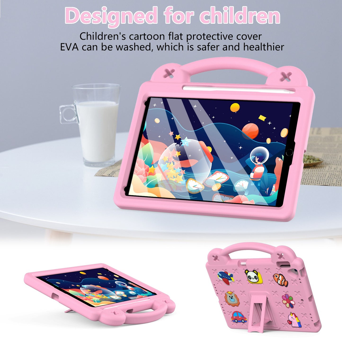 For iPad 10.2 (2021) / (2019) / (2020) Portable EVA Case Shockproof Tablet Cover Anti-Scratch Case with Kickstand