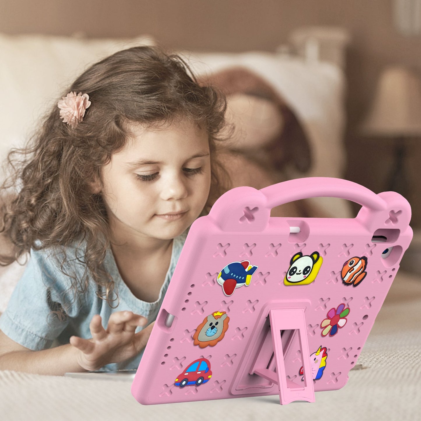 For iPad 10.2 (2021) / (2019) / (2020) Portable EVA Case Shockproof Tablet Cover Anti-Scratch Case with Kickstand