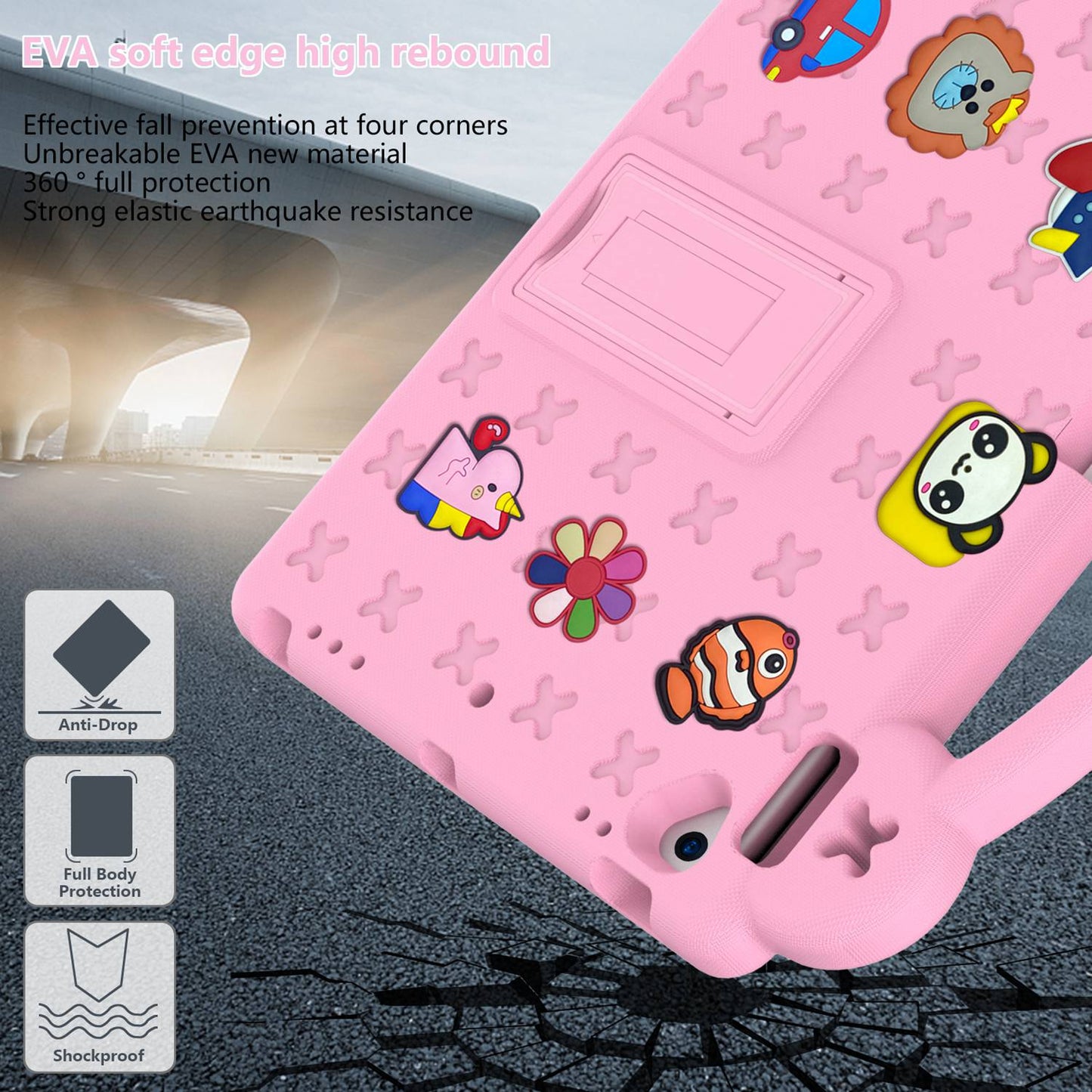 For iPad 10.2 (2021) / (2019) / (2020) Portable EVA Case Shockproof Tablet Cover Anti-Scratch Case with Kickstand