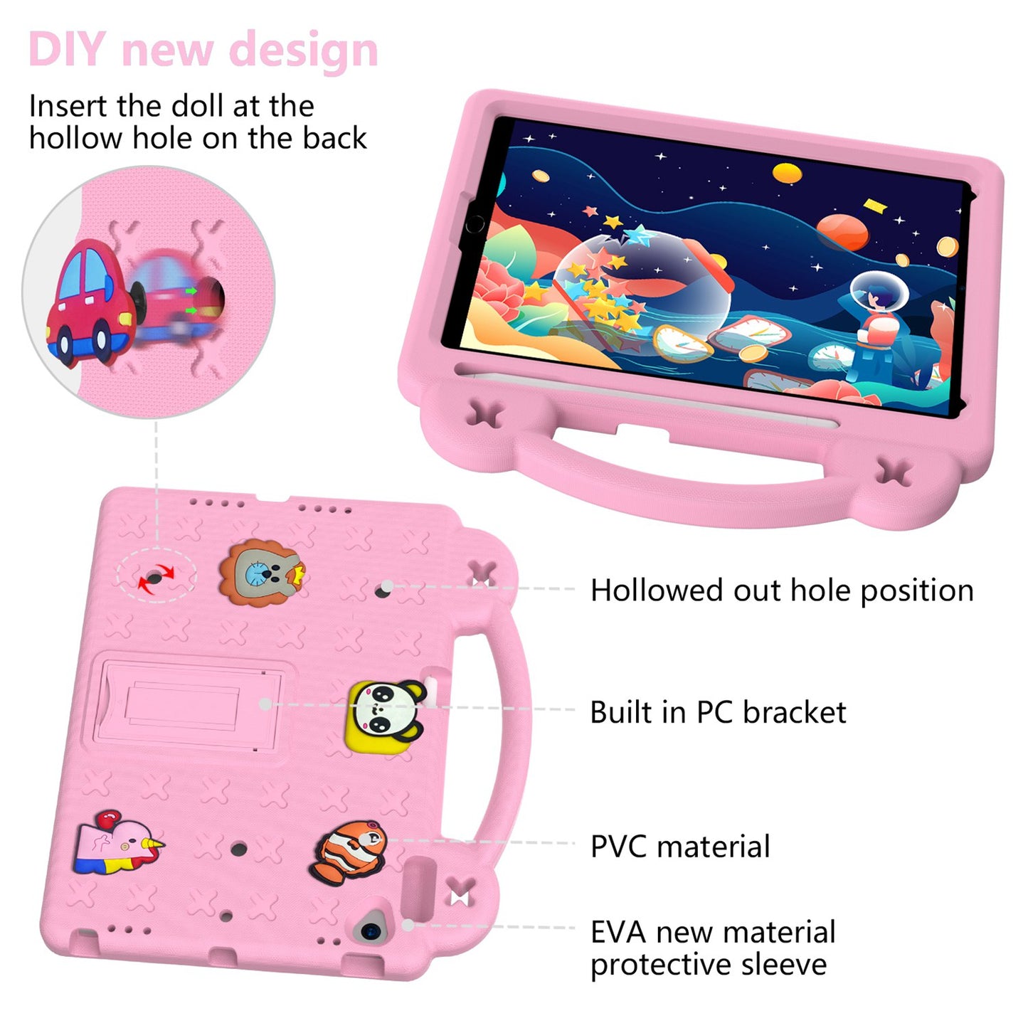 For iPad 10.2 (2021) / (2019) / (2020) Portable EVA Case Shockproof Tablet Cover Anti-Scratch Case with Kickstand