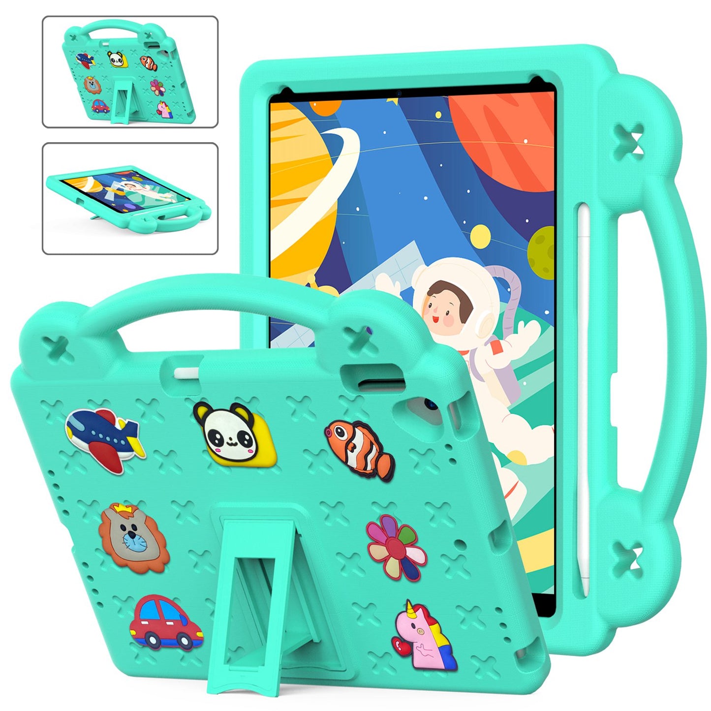 For iPad 10.2 (2021) / (2019) / (2020) Portable EVA Case Shockproof Tablet Cover Anti-Scratch Case with Kickstand