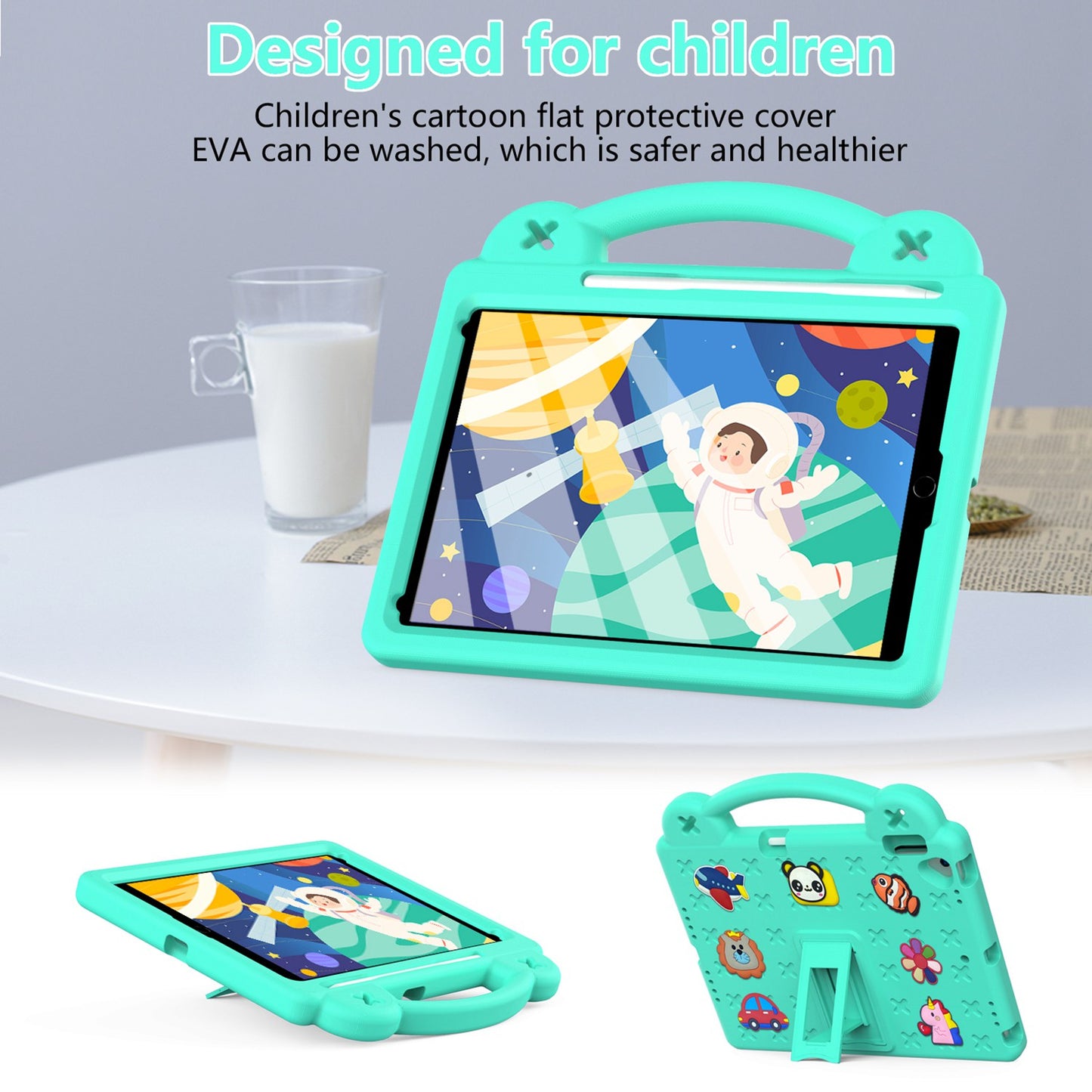For iPad 10.2 (2021) / (2019) / (2020) Portable EVA Case Shockproof Tablet Cover Anti-Scratch Case with Kickstand
