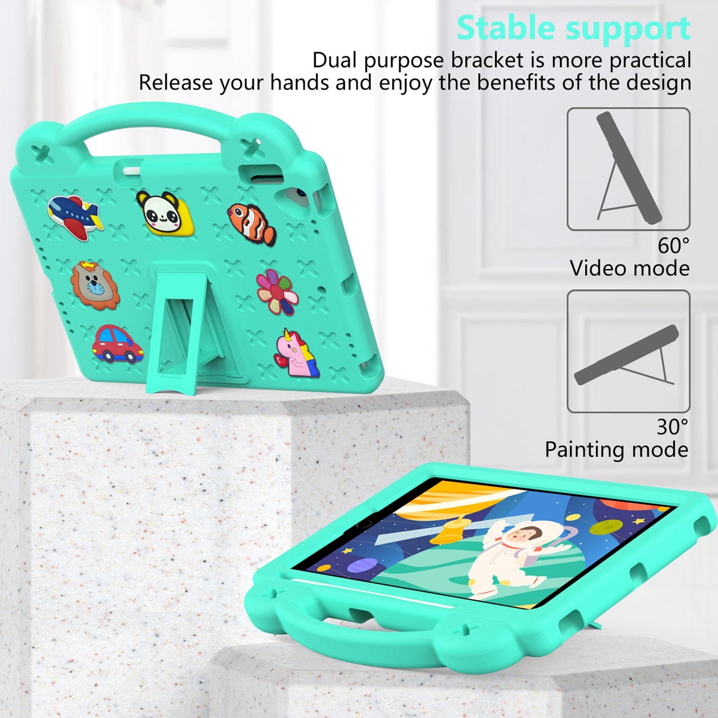 For iPad 10.2 (2021) / (2019) / (2020) Portable EVA Case Shockproof Tablet Cover Anti-Scratch Case with Kickstand