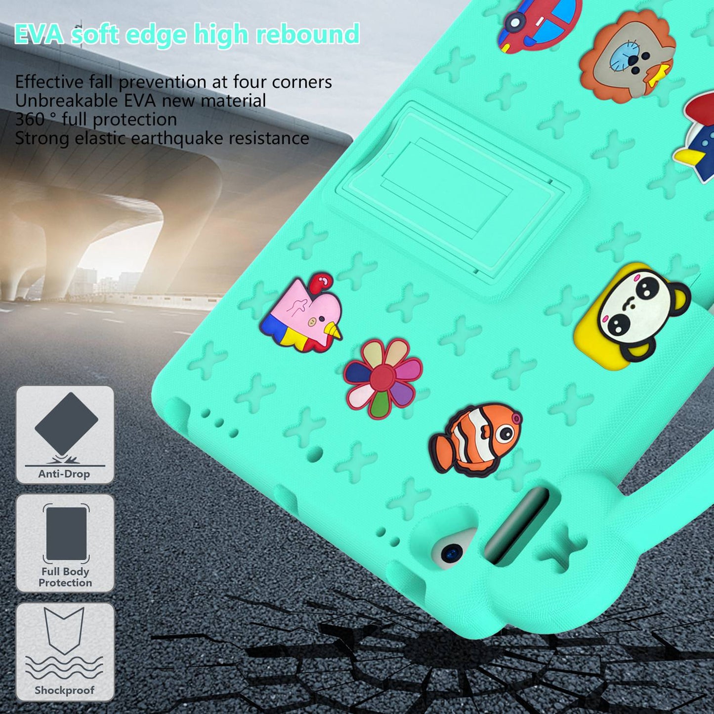 For iPad 10.2 (2021) / (2019) / (2020) Portable EVA Case Shockproof Tablet Cover Anti-Scratch Case with Kickstand