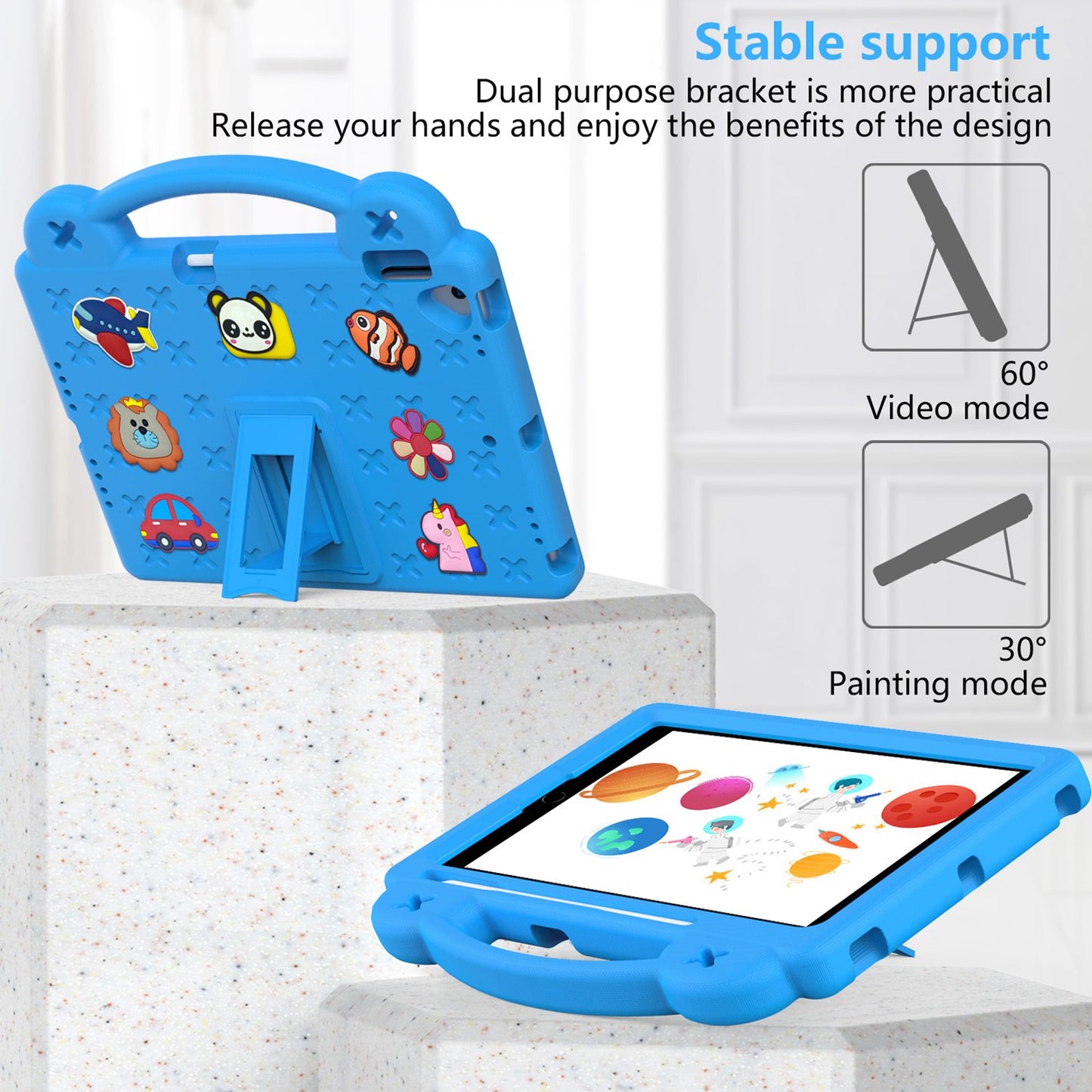 For iPad 10.2 (2021) / (2019) / (2020) Portable EVA Case Shockproof Tablet Cover Anti-Scratch Case with Kickstand